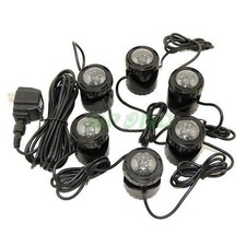 SUBMERSIBLE 6 LED POND LIGHT SET FOR UNDERWATER FOUNTAIN FISH POND WATER GARDEN