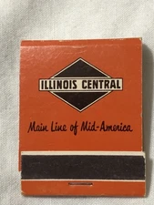 Vintage Illinois Central Railroad Matchbook, Full Unused Front Strike
