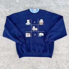 Vintage 90s Embroidered Cat Kittens Sweatshirt Womens Small 19x23 Grannycore