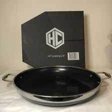 HexClad Hybrid Nonstick 14-Inch Frying Pan with Stainless Steel Lid