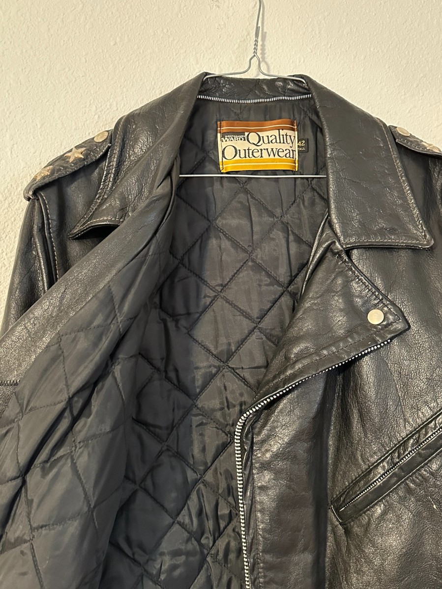 Vintage 1970s Montgomery Ward “Two Star” Leather Moto Jacket - 42