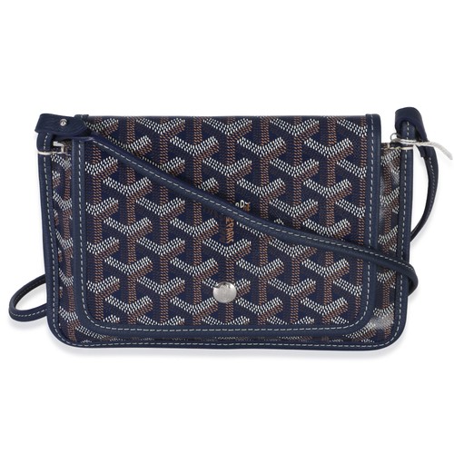 Goyard Navy Goyardine Canvas Plumet Wallet
