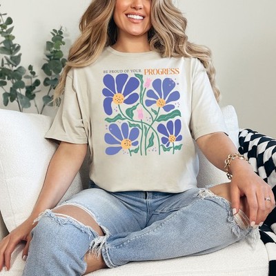 Be Proud Of Your Progress Damen ringgesponnenes T-Shirt Positivität psychische Gesundheit