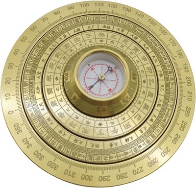 Mini Feng Shui Luo Pan Compass, Solid Brass Portable Bagua Compass with Rotating