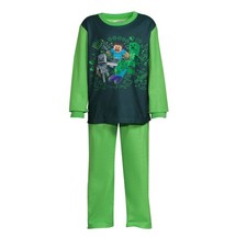 Minecraft Boy's Survival Mode Steve and Mob Soft Flannel Pajama Set, Size 14/16