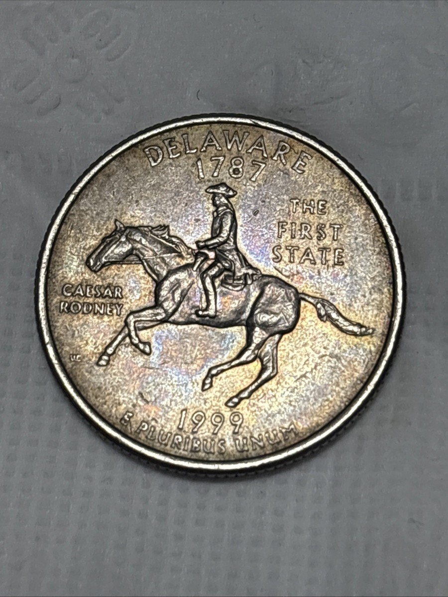 🌟 Rare 1999-D Delaware Quarter – Gold-Tone Annealing Error