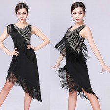 Women's Dance Skirts Latin Dance Dresses Dancewear for Ballroom L Black