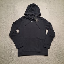 Under Armour Hustle Fleece Hoodie Women's XS Black White Pullover Hood 1300261