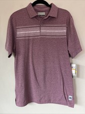 PGA Tour Men's Polo Shirt Size Small S Berry Heather Striped NWT