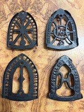 Lot of 4 Vintage Black Cast Iron Stove Collectible Mid Century Trivets