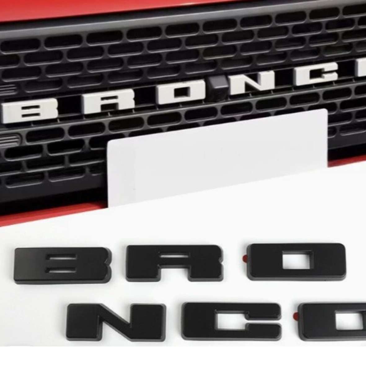 Matte Black Grille Emblem Letter Overlay Decal Cover Trim for Bronco 2021-2024