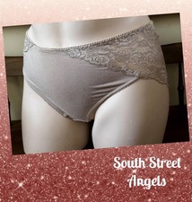 VINTAGE WACOAL 87168  DARK NUDE  LACE AHEAD HI-CUT BRIEF PANTIES  SIZE 8 XL