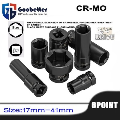 3/4'' Drive Deep Length Impact Socket 6-Point Metric Sockets 17-41mm Capri Tools