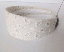 NWT Ivory Cream Eyelet Lace Fabric Hard Headband One Size Fits Most