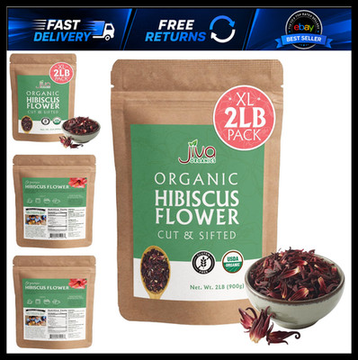 Organic Hibiscus Flowers 2 LB Bulk - Pure, Gluten Free, Non-GMO, Caffeine Free