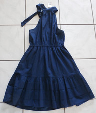 NWT J.Crew Poplin Halter Neck Mini Dress Navy Cotton Bow Pockets Sz 4 H463