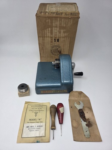 Vintage Harry M Fraser Bliss Model A Strip Slitter Rug Hooking Cutter + #5 Head