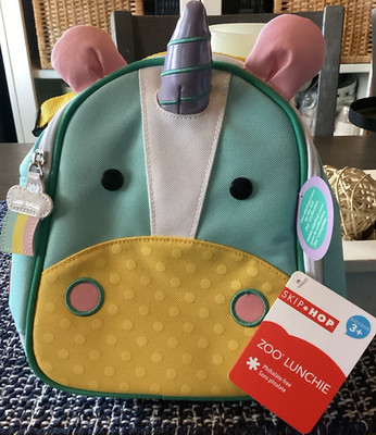Skip Hop Zoo Lunchie Unicorn Kids Lunch Bag Turquoise Yellow Pink Animal Print