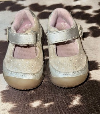 Toddler Girls Light Up Stride Rite Surprize size 4m Silver And Purple