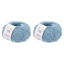 Cotton Yarn,Soft Knitting Yarn-2 Packages of 100g/3.52oz/ Light Blue