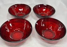 Ruby Red LUMINARC Cristal d’Arques Durand  Bowls 5.5" Soup or Cereal - set of 4