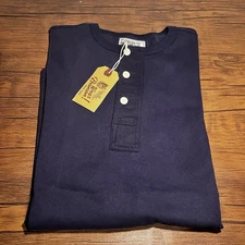 Bronson Henley T-Shirt Thread Men TeeThick Short Sleeve 100%Cotton Medium 