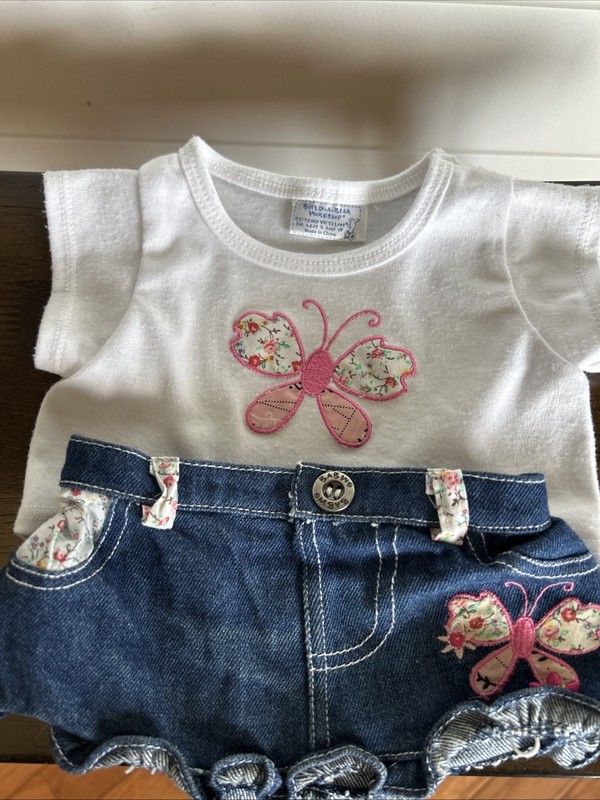 Build A Bear Clothing Girls Set  Skirt + Shirt W/ Butterfly