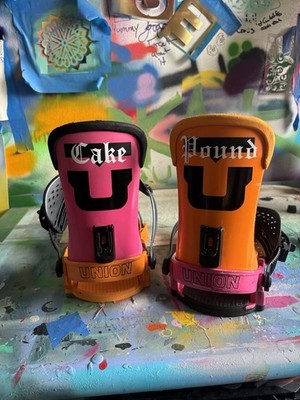 Union Force Snowboard Bindings Adjustable Toe Ramp Pink Orange Black