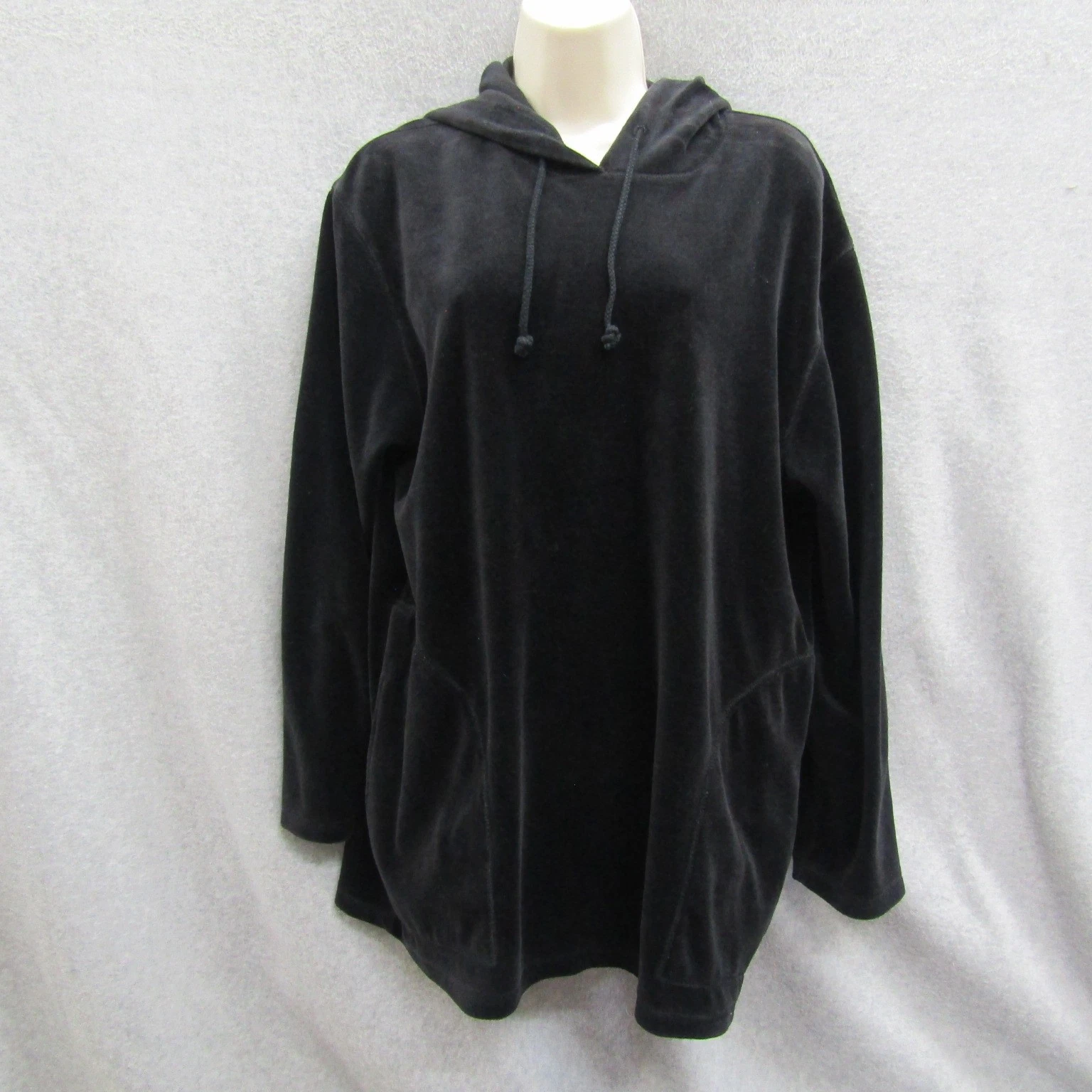 Kasper Womens Large Black Hoodies Sweatshirt Long Sleeve Pocket Pullover Casual