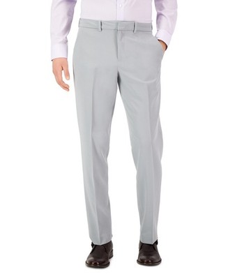 Perry Ellis Portfolio Mens Modern fit Dress Pants 40 / 30 Light Grey Solid