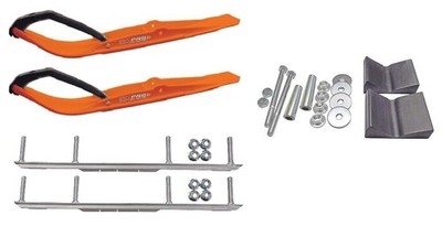 C&A Pro Orange Razor Snowmobile Skis w/ 6'' Shaper Bars Complete Kit Arctic Cat
