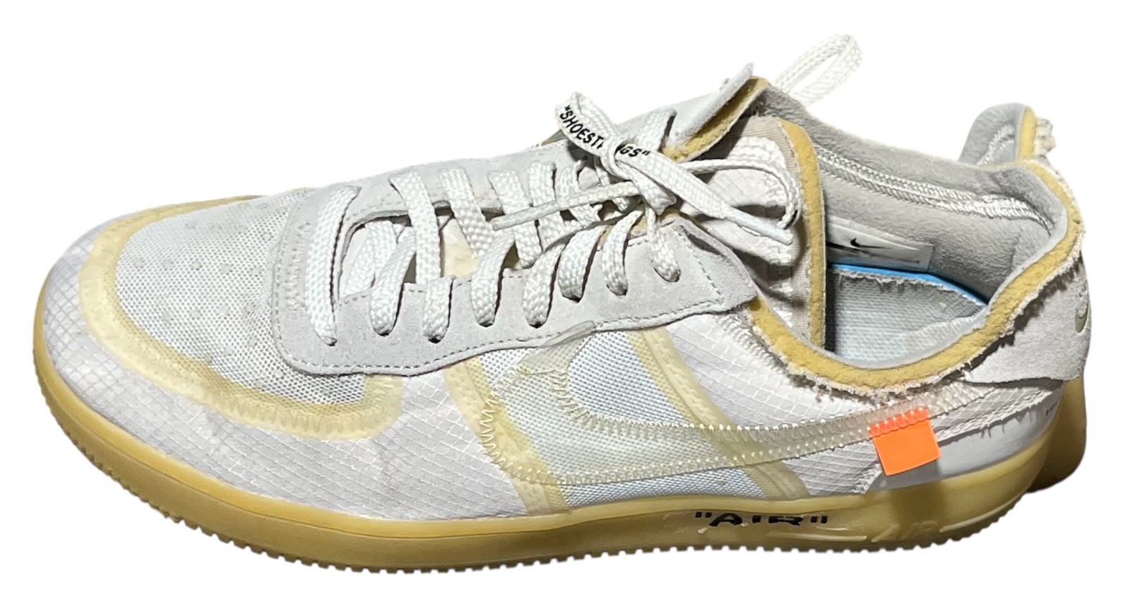 A04606 100 Off White x Nike Air Force 1 osso chiaro bianco taglia 8 5 US