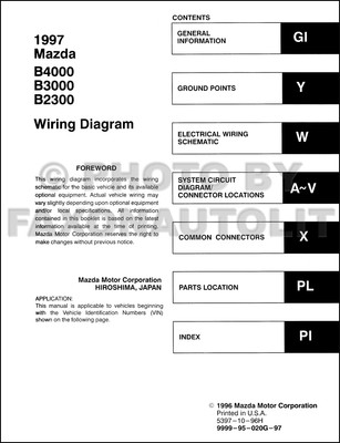1997 Mazda B4000 B3000 B2300 Pickup Truck Wiring Diagram Manual
