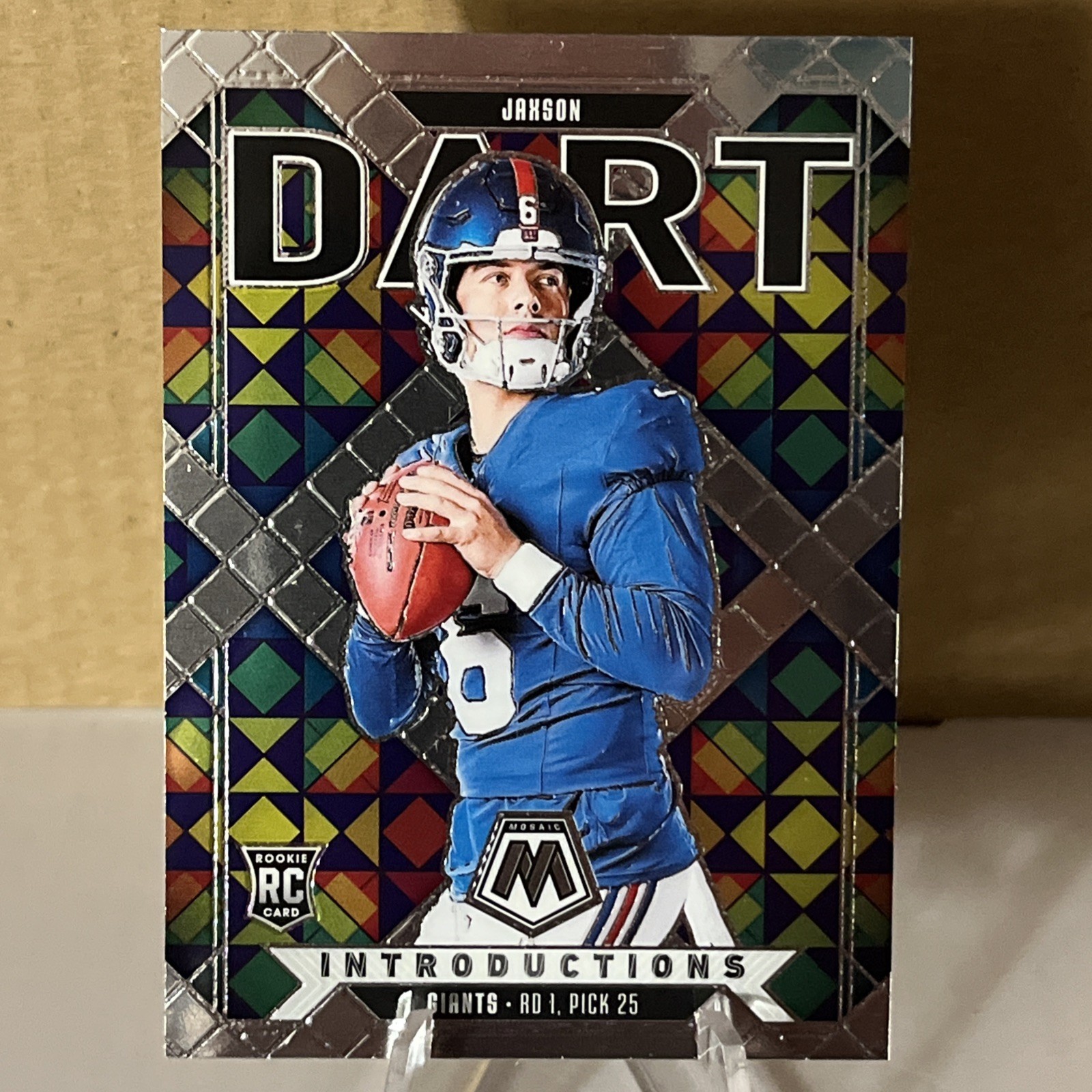 2025 Panini Mosaic Jaxson Dart Introductions Silver Prizm RC New York Giants 