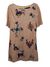 Zara Woman Short Sleeve Sequin Lined Dress Size Large 820-GM1
