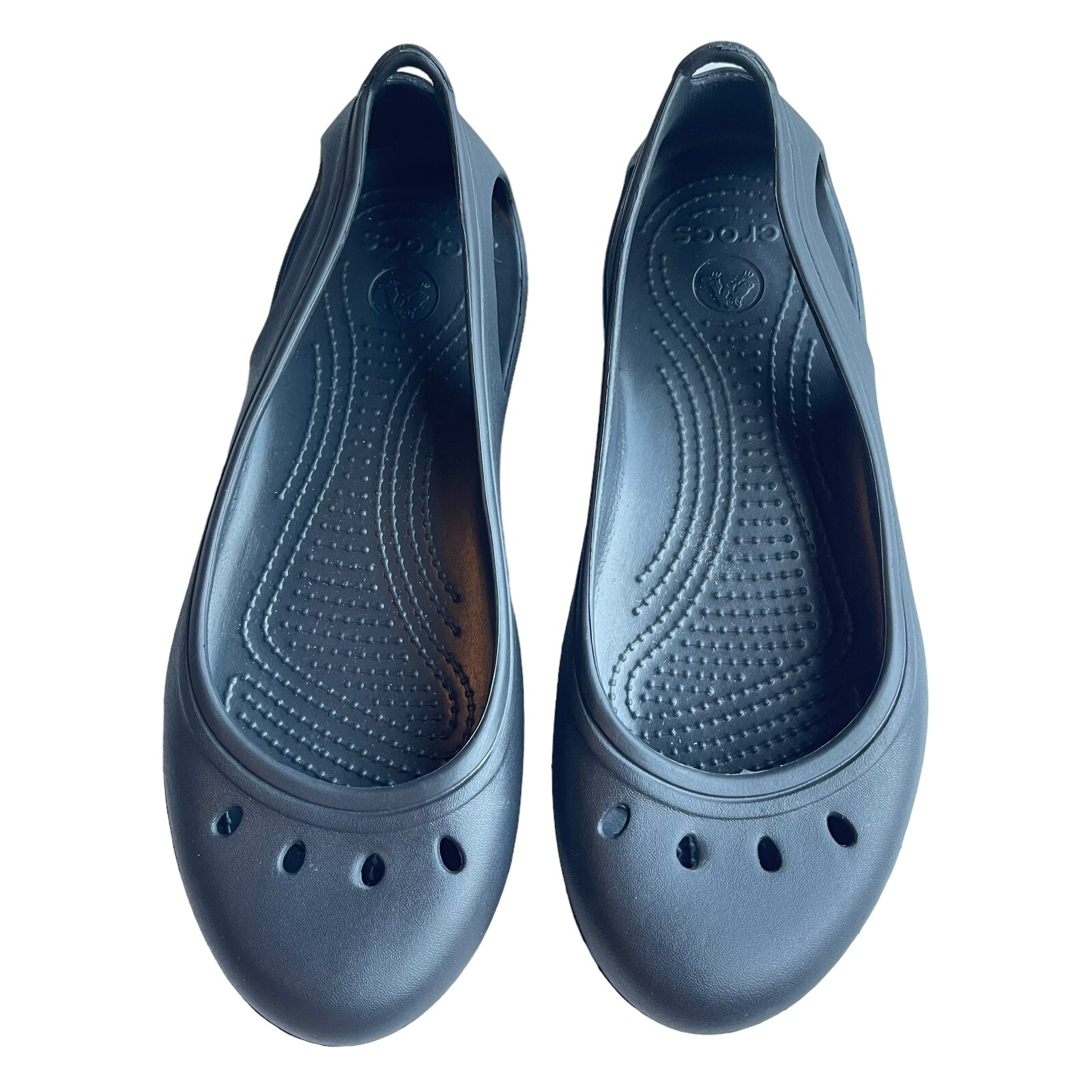 Crocs Kelli Womens Ballet Flat Slip On Loafers Size 10 Black Lightweight Comfortable-image