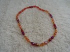 Stretch Necklace (A15) Red Orange Crystal