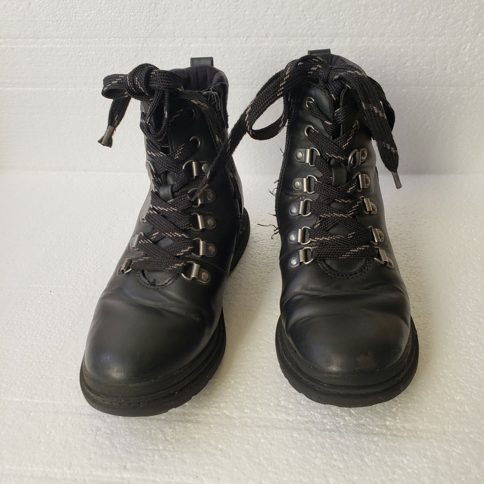 CAT & JACK BOY'S SIZE 2 BLACK LACE UP COMBAT BOOTS LACE UP SIDE ZIP eBay