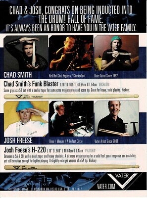 Vater Percussion -Chad Smith of RHCP / Josh Freese of Devo - 2011 Print Ad