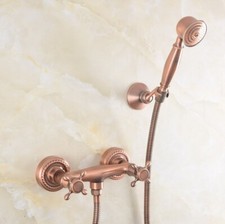 Antique Red Copper Bathroom Faucet Set Bathtub Shower Cold Hot Taps Kit 2tf255