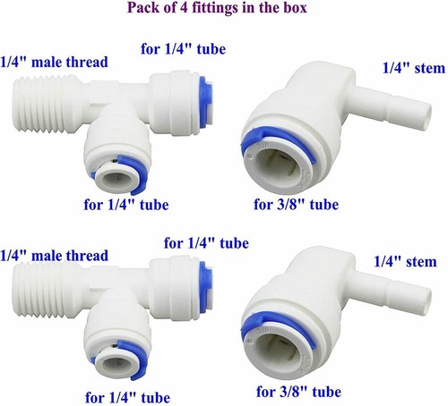 Conector rápido de codo para sistemas de ósmosis inversa RO-1/4 de pulgada / 3/8 de pulgada hilo - Imagen 7 de 9