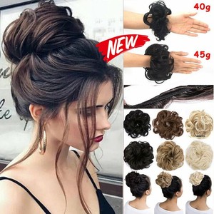 As Human Brown Blonde Curly Messy Bun Chignon Hair Piece Extension