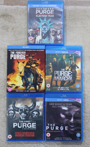 The Purge 1-5 Movie Collection (Blu-ray, 2021, 5-Disc Box Set, Bundle) - Picture 2 of 2