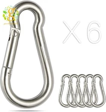 Stainless Steel Spring Snap Hook Carabiner 304 Stainless Steel Clips, Set of 6
