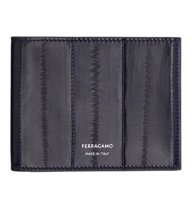 New Authentic Salvatore Ferragamo Men Eelskin 6 Card Holder BiFold