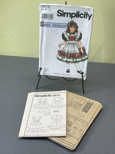 UNCUT Vintage 1995 Simplicity 9975 Daisy Kingdom Holiday Dress Pinafore & Purse - Picture 4 of 12
