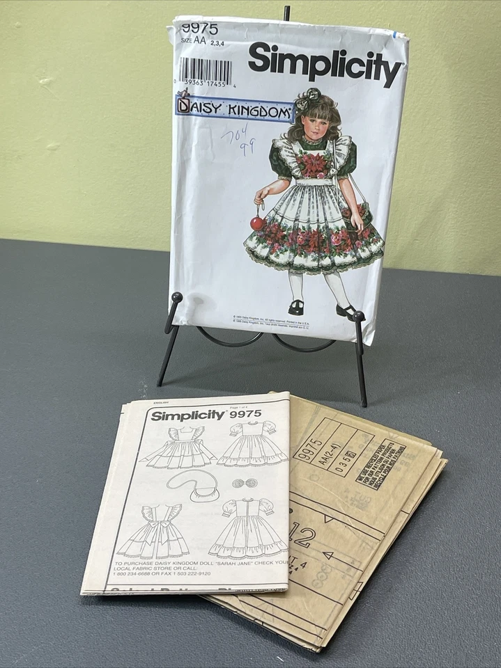 UNCUT Vintage 1995 Simplicity 9975 Daisy Kingdom Holiday Dress Pinafore & Purse - Image 4 of 4