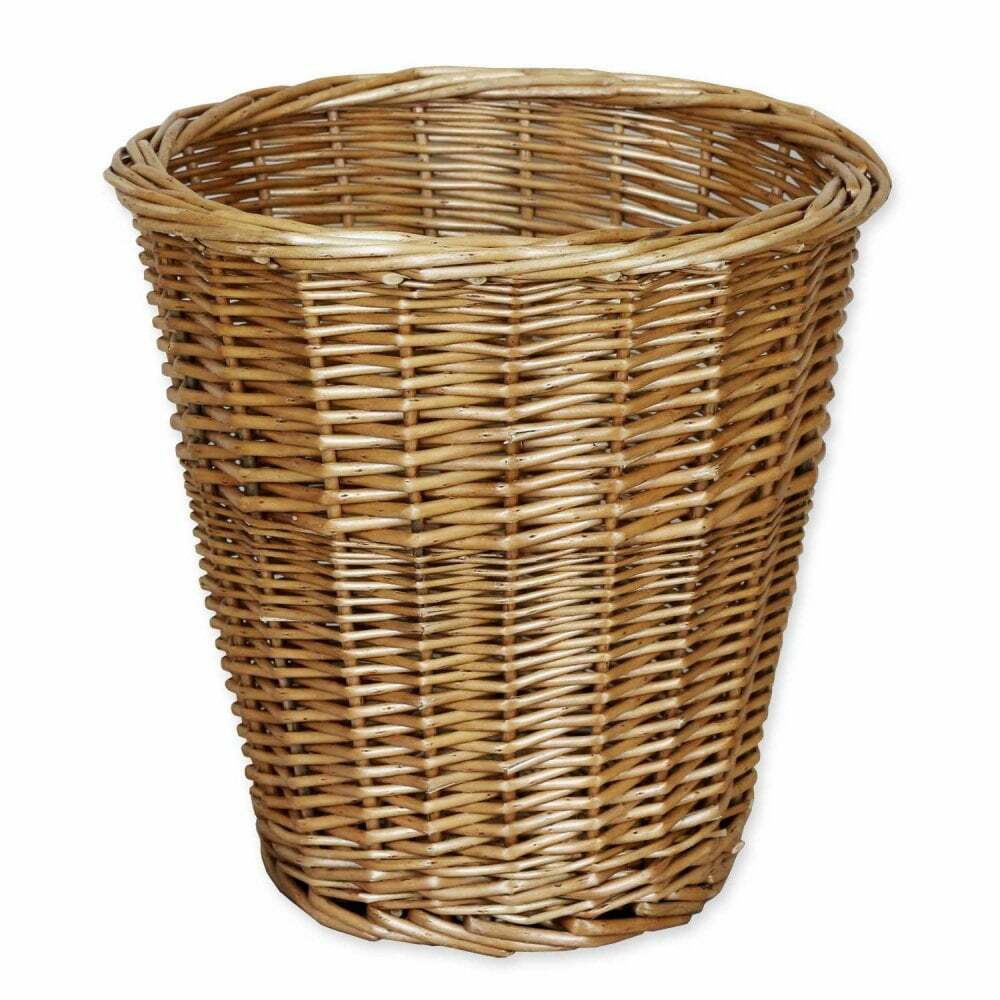 Wicker Waste Paper Bin Wicker Woven Basket Office Bathroom Tidy Storage