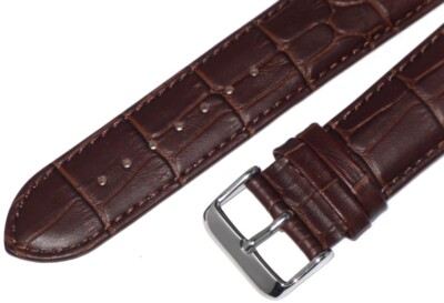 Watch Band D.Brown Genuine Leather  Alligator Grains Padded 30mm(Super Quality) 