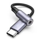 USB-C To 3.5mm Audio Jack Adapter Metal Nylon 90° For Samsung iPhone